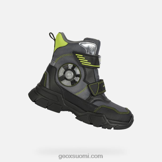 tummanharmaa/lime 42HD21409 Geox nevegal abx poika