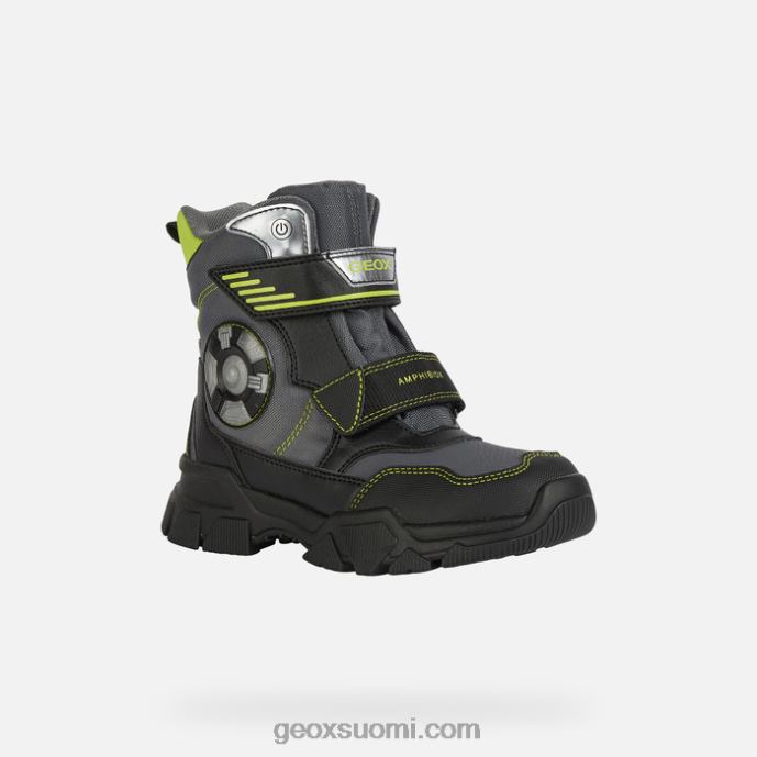 tummanharmaa/lime 42HD21409 Geox nevegal abx poika