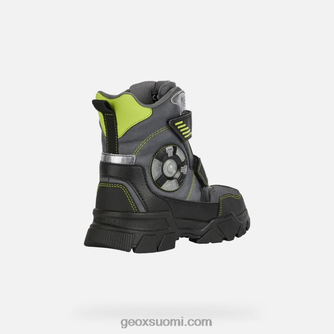 tummanharmaa/lime 42HD21409 Geox nevegal abx poika