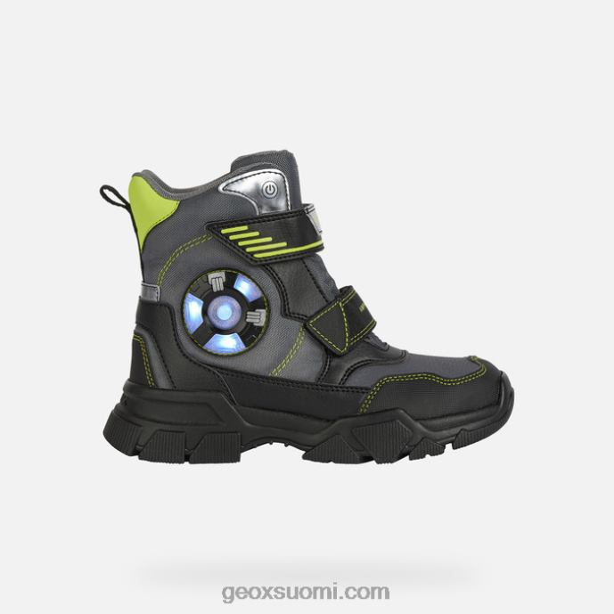 tummanharmaa/lime 42HD21409 Geox nevegal abx poika