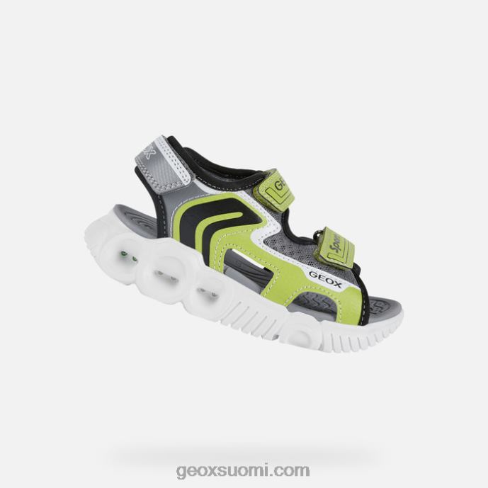 lime/musta 42HD21321 Geox sandaali wroom poika