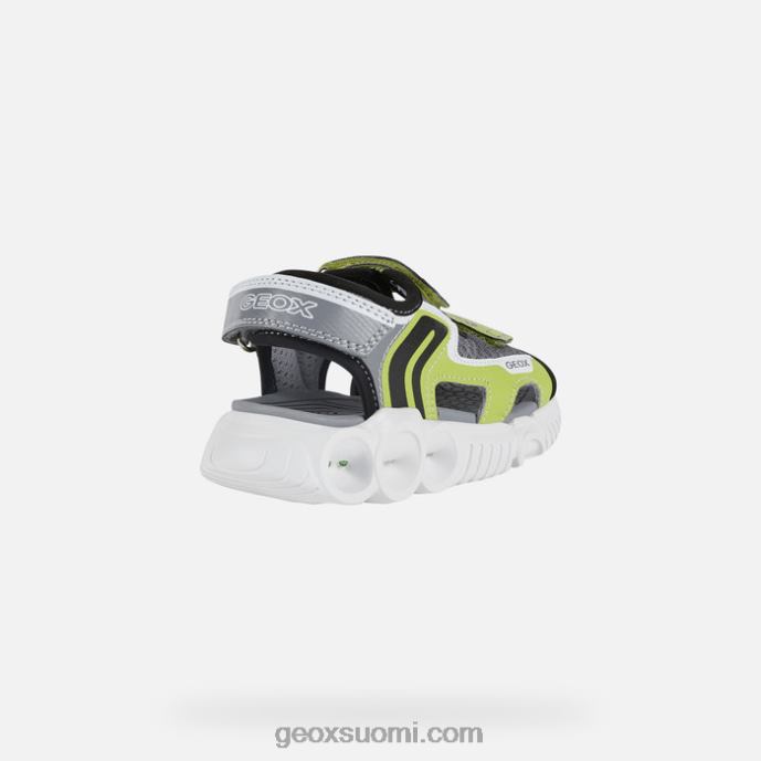 lime/musta 42HD21321 Geox sandaali wroom poika