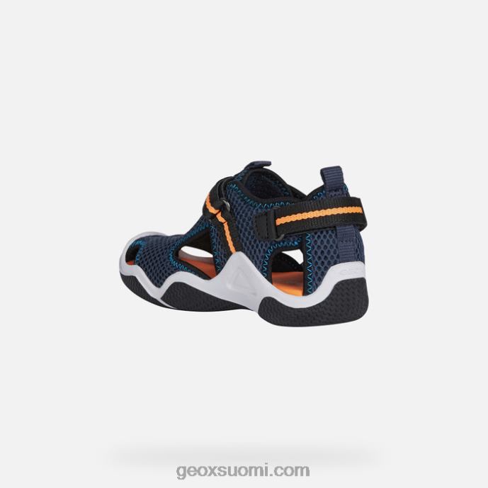navy/fluo oranssi 42HD21349 Geox kahlaaja juniori