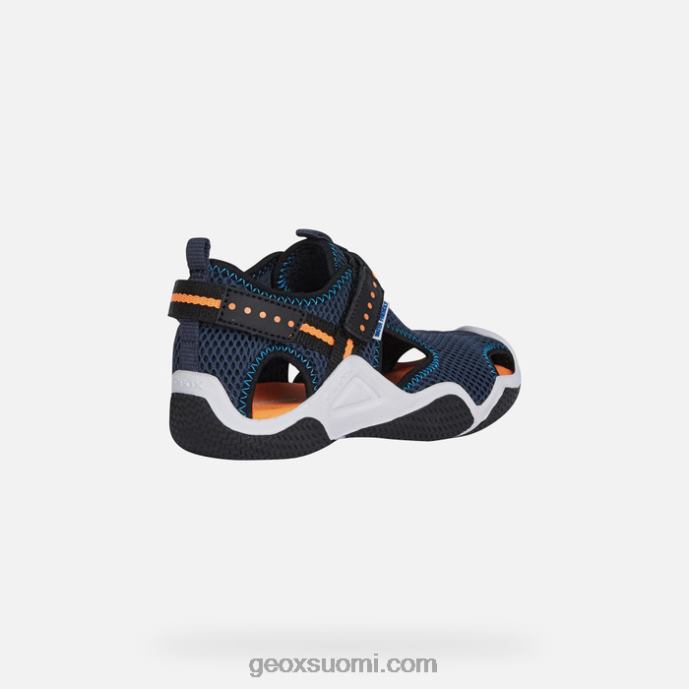 navy/fluo oranssi 42HD21349 Geox kahlaaja juniori